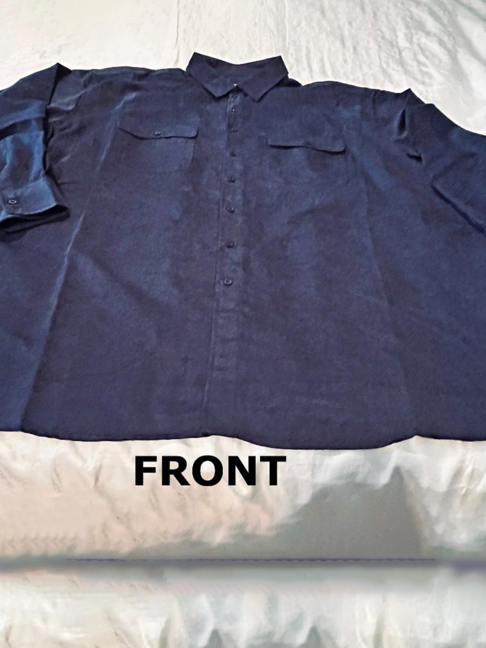 SHIRT, FAUX SUEDE, NAVY, SIZE 4XL, LONG SLEEVES WITH BUTTON CUFFS, CHEST POCKETS